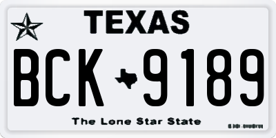 TX license plate BCK9189