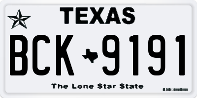 TX license plate BCK9191