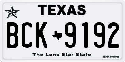 TX license plate BCK9192