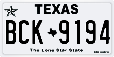 TX license plate BCK9194