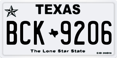 TX license plate BCK9206