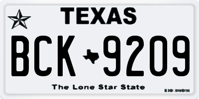 TX license plate BCK9209