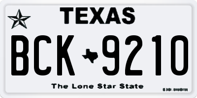 TX license plate BCK9210