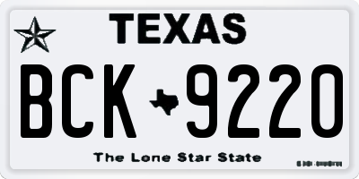 TX license plate BCK9220