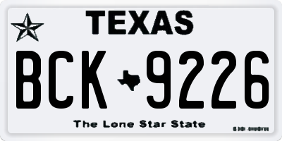 TX license plate BCK9226