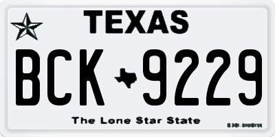 TX license plate BCK9229