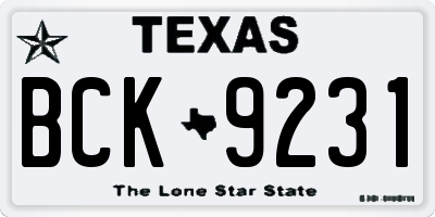 TX license plate BCK9231