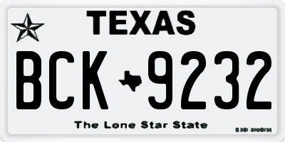 TX license plate BCK9232