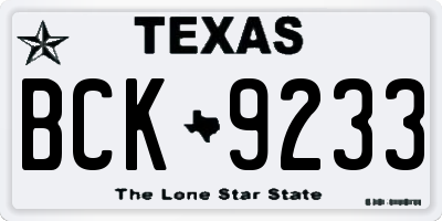 TX license plate BCK9233
