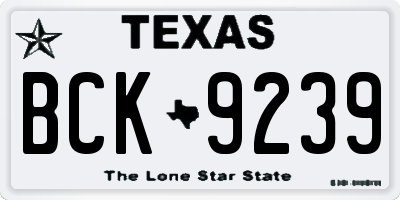 TX license plate BCK9239