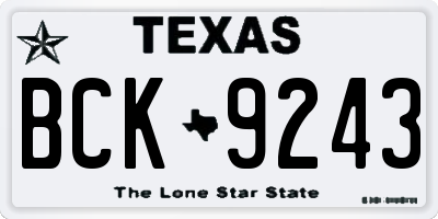 TX license plate BCK9243