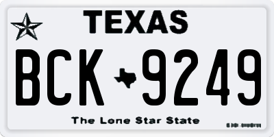 TX license plate BCK9249