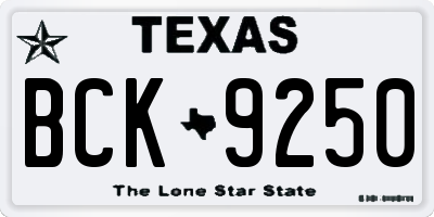 TX license plate BCK9250