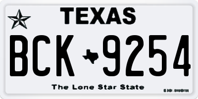 TX license plate BCK9254