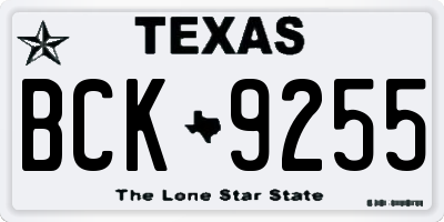 TX license plate BCK9255