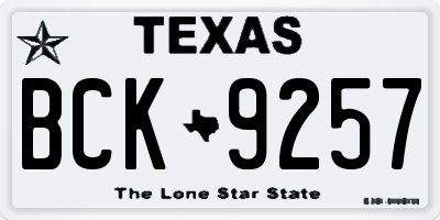 TX license plate BCK9257