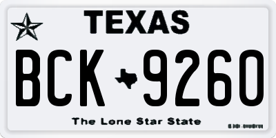 TX license plate BCK9260