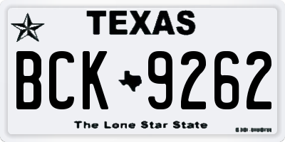 TX license plate BCK9262