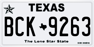 TX license plate BCK9263