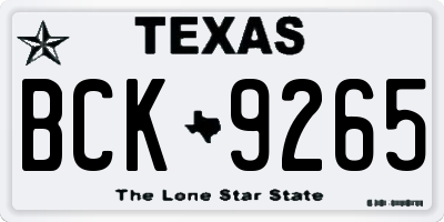 TX license plate BCK9265