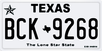 TX license plate BCK9268