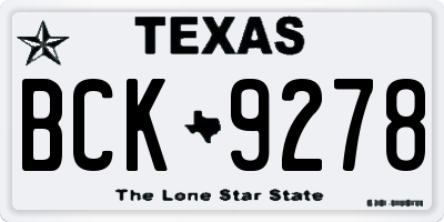 TX license plate BCK9278