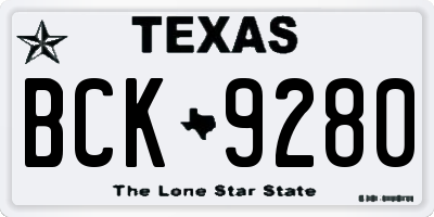 TX license plate BCK9280