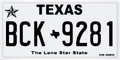 TX license plate BCK9281