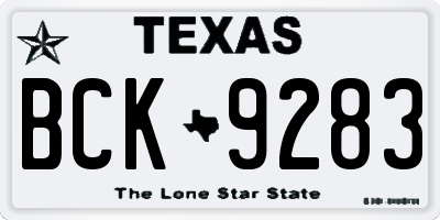 TX license plate BCK9283