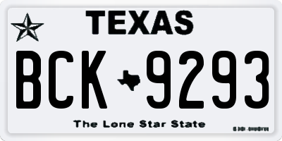 TX license plate BCK9293