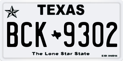 TX license plate BCK9302