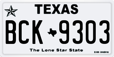 TX license plate BCK9303