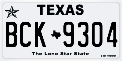 TX license plate BCK9304