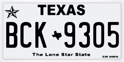 TX license plate BCK9305
