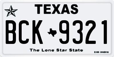 TX license plate BCK9321