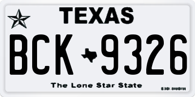 TX license plate BCK9326