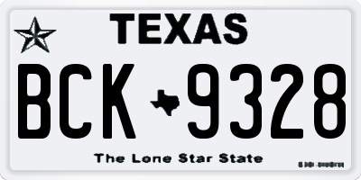 TX license plate BCK9328