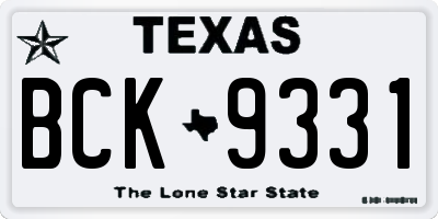 TX license plate BCK9331