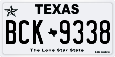TX license plate BCK9338