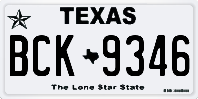 TX license plate BCK9346