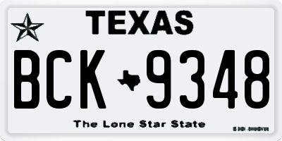TX license plate BCK9348