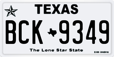 TX license plate BCK9349