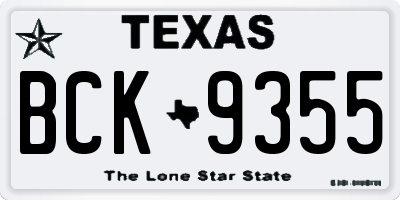 TX license plate BCK9355
