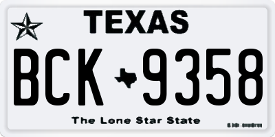 TX license plate BCK9358