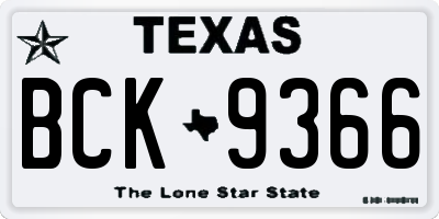 TX license plate BCK9366