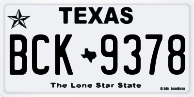 TX license plate BCK9378