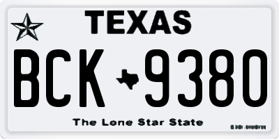 TX license plate BCK9380