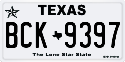 TX license plate BCK9397