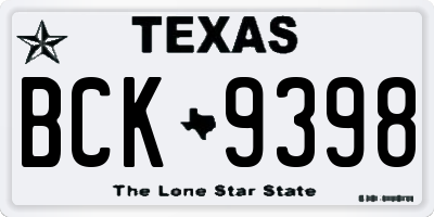 TX license plate BCK9398