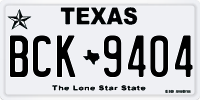 TX license plate BCK9404